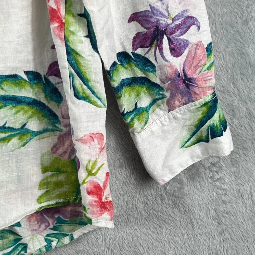 Tommy Bahama Womens XL 100% Linen Tropical Floral Beach Resort Camp Shirt Cruise - Picture 4 of 13